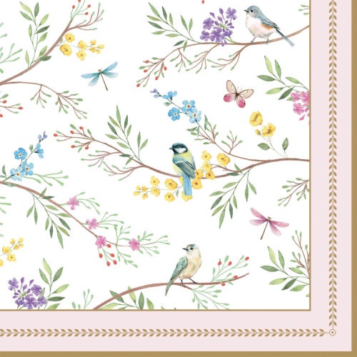 SERVIETTES EN PAPIER 33X33CM BIRDS MELODY