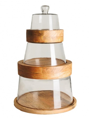 Set 3 plateaux & cloches superposables