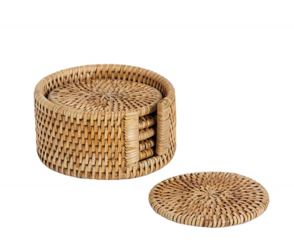 SET 6 DESSOUS DE VERRE ROTIN �12X6