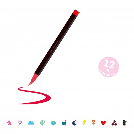 SET DE 12 FEUTRES PINCEAUX - BRUSH MARKERS - MULTICOLOR