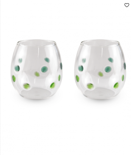 Set de 2 verres 350 ml. D�cor pois verts.