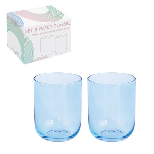 Set de 2 Verres � Eau 390 ml -Bleu - RAINBOW