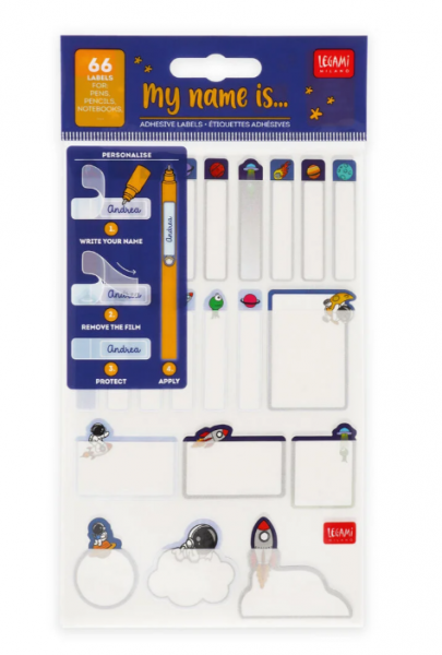 SET DE 66 �TIQUETTES ADH�SIVES - MY NAME IS... - SPACE