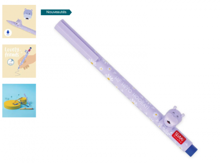 STYLO À ENCRE GEL ANIMAL DÉCO. - LOVELY FRIENDS - HIPPO