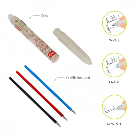 STYLO GEL EFFAÇ. 3 COULEURS - MAKE MISTAKES_TRAVEL