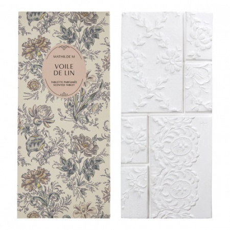 Tablette dentelle parfumée de fleur et d\'or \ Voile de lin\ 
