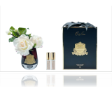 Tea Rose Pink Blush - Black Glass with GOLD\nROSES \ ROSE PALE\  - VASE OVAL NOIR - BOITE RECTAGULAIRE NOIRE
