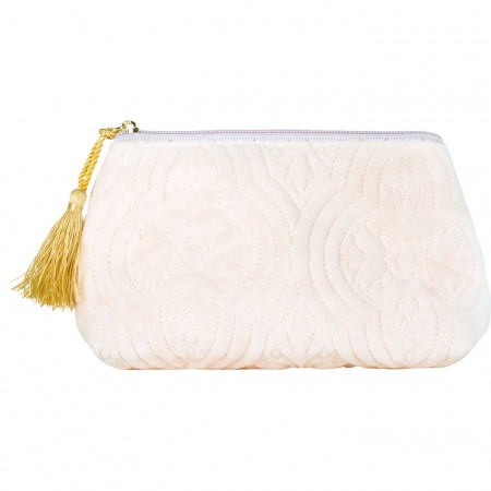 Trousse de toilette en velours \ Archipels Nude\ 