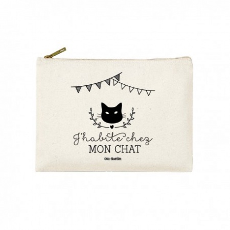 Trousse rectangulaire PM (20x13 cm) - J\'habite chez mon chat