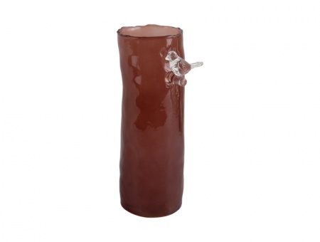 Vase \ Bird On Branch \  GM - RED OCHRE - Vase \ Un oiseau sur la branche\  GM - ROUGE