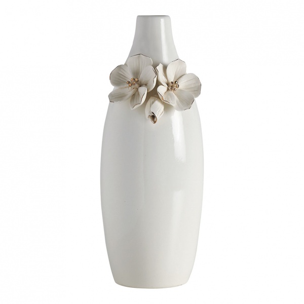 Vase Amour de fleurs blanc � 10,5cm/ht 24cm