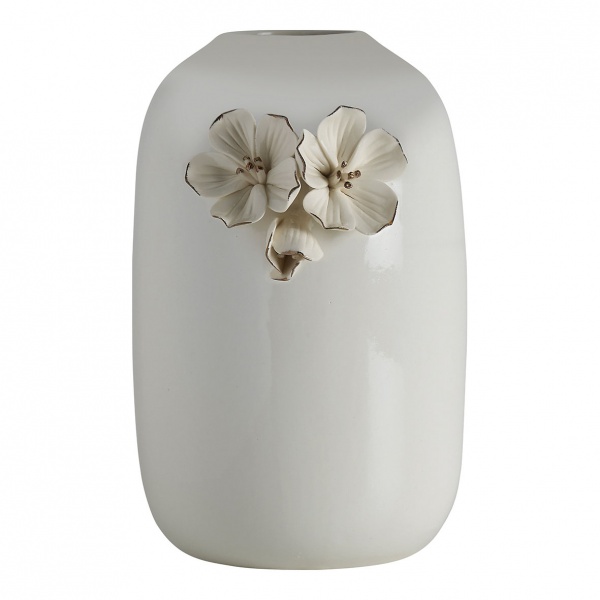 Vase Amour de fleurs blanc � 15,5cm /ht 21cm