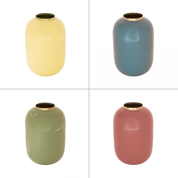 Vase boule en m�tal pastel Jaune