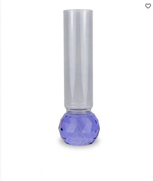 Vase en verre avec base � effet diamant. Couleur : Violet et Gris.