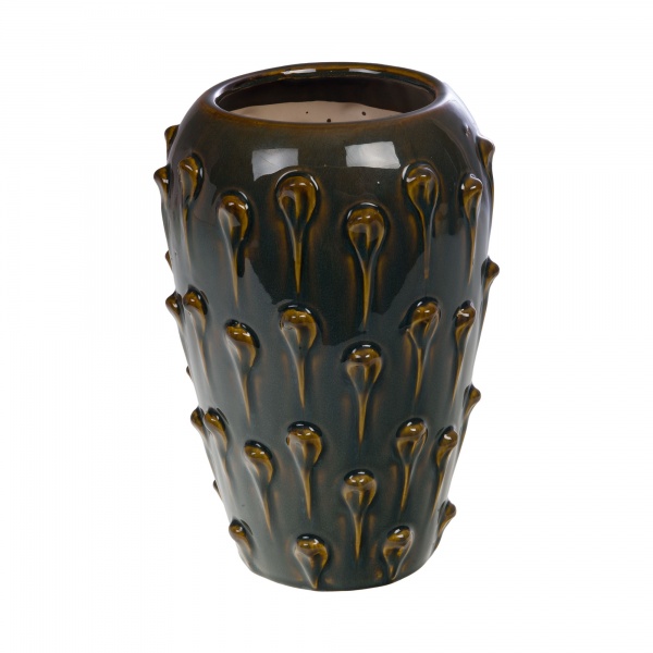 VASE LICHEN EMAILLE MARRON