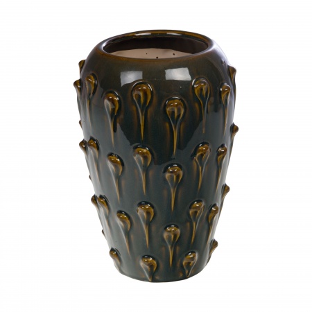 VASE LICHEN EMAILLE MARRON