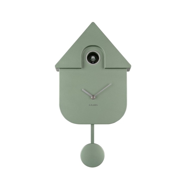 Wall Clock \ Modern Cuckoo\  -  METALLIC DARK GREEN - Pendule, horloge murale  \ modern Cuckoo\  (avec coucou) - VERT METALLIC