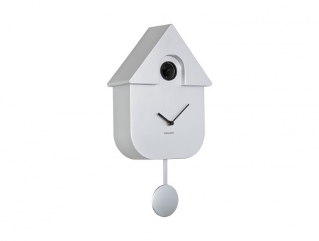 Wall Clock \ Modern Cuckoo\  -  METALLIC DARK GREY - Pendule, horloge murale  \ modern Cuckoo\  (avec coucou) - GRIS METALLIC