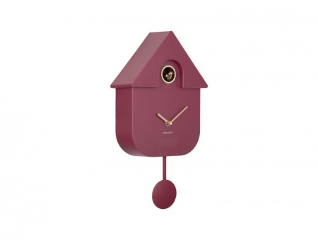 Wall Clock \ Modern Cuckoo\  -  METALLIC SILVER - Pendule, horloge murale  \ modern Cuckoo\  (avec coucou) - ARGENT METALLIC