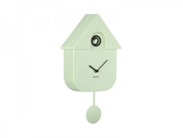 Wall Clock \ Modern Cuckoo\  -  SOFT GREEN - Pendule, horloge murale  \ modern Cuckoo\  (avec coucou) - VERT CLAIR